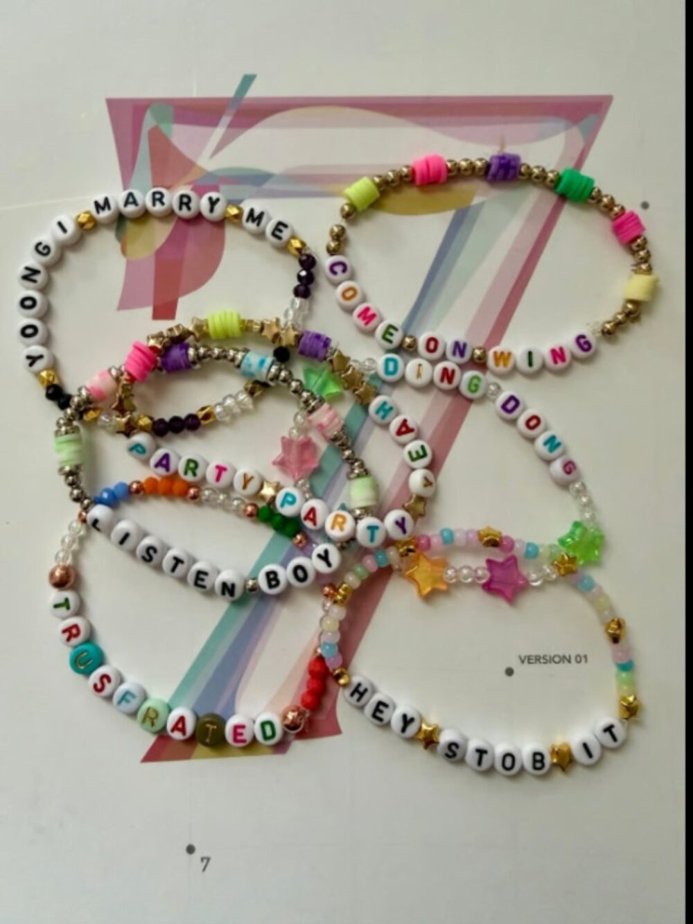 BTS - Members' Quotes Bracelets (Set of 7) w/mystery photo card